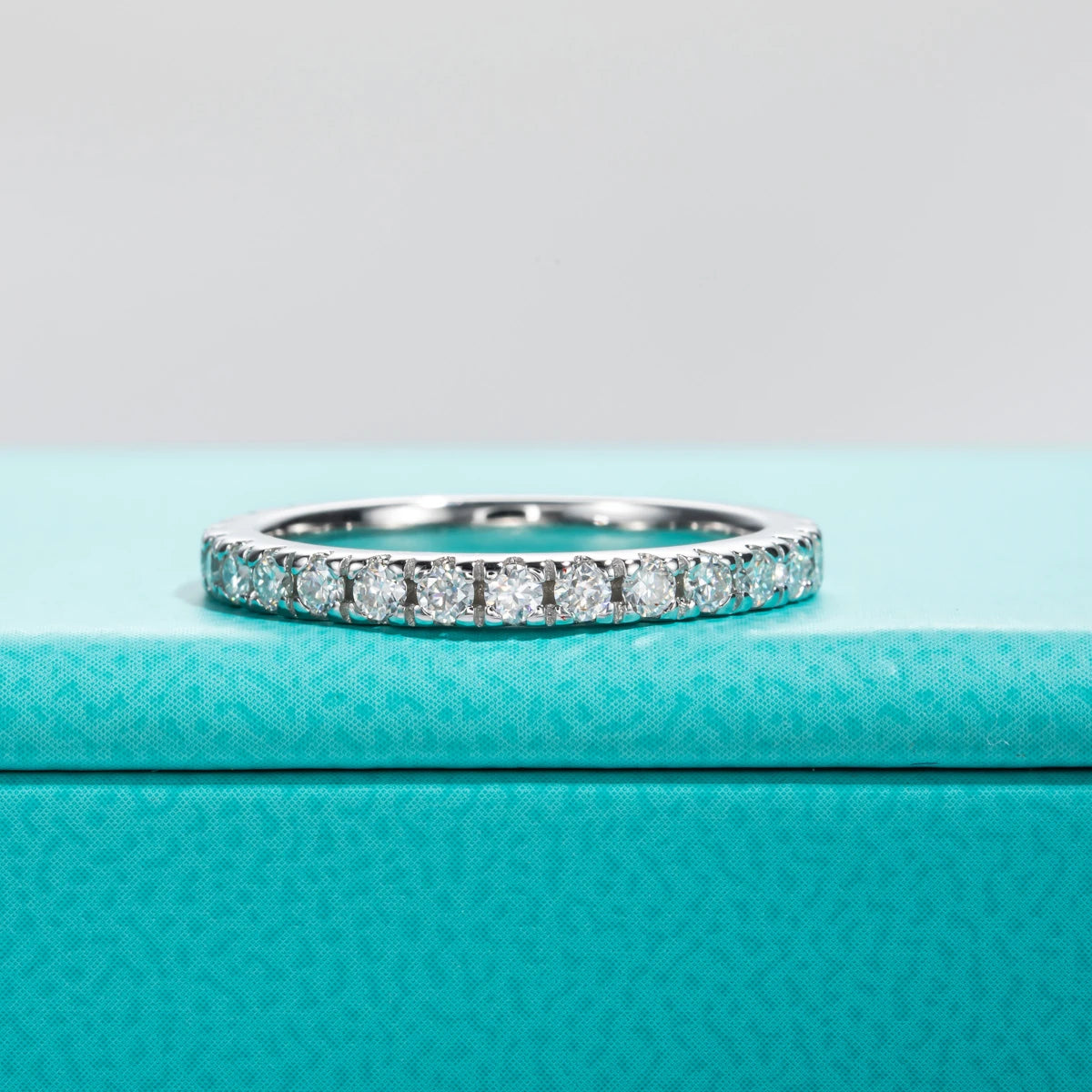 2mm D Color Moissanite Eternity Band - Sterling Silver Wedding Ring