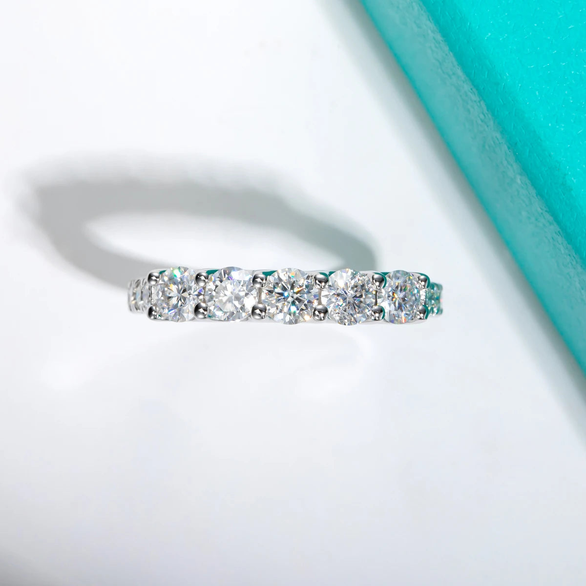 4mm D Color Moissanite Wedding Band Ring - Sterling Silver