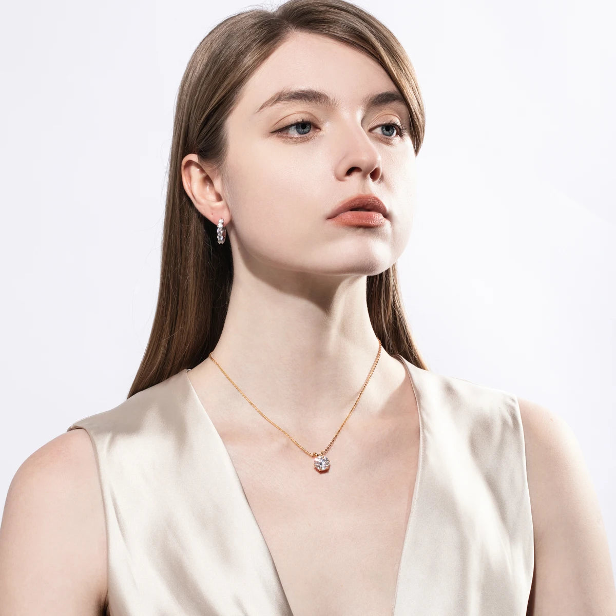 Moissanite Pendant Necklace - 18K Gold Plated D Color Diamond Necklace