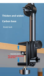 Clamp with carbon base and adjustable pitch feature on a blue background