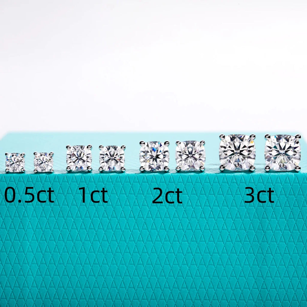 Cushion Cut D-Color VVS1 Moissanite Stud Earrings - 925 Sterling Silver