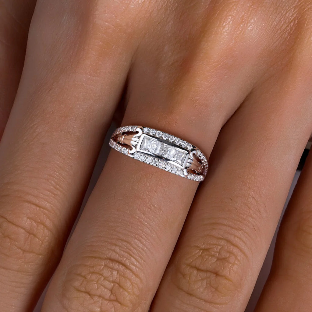 3mm Princess Cut D-Color Moissanite Promise Ring - 925 Sterling Silver