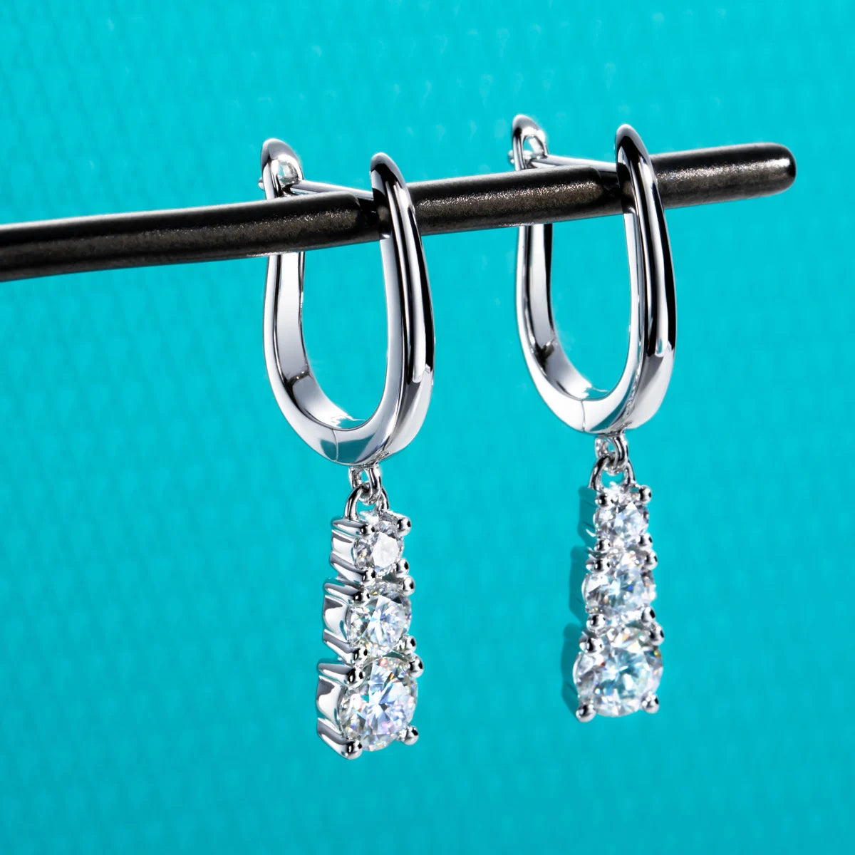 1.8ct D-Color Moissanite Dangle Drop Earrings - 925 Sterling Silver