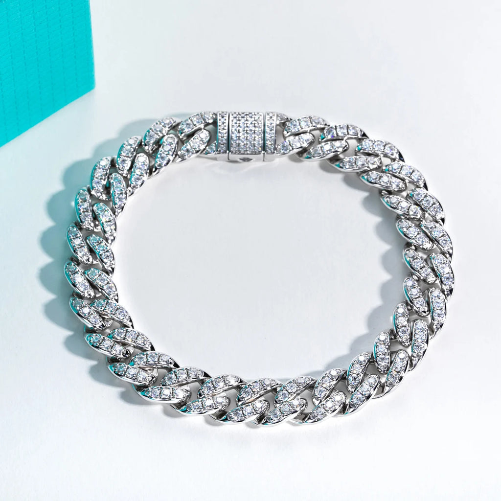 Moissanite Link Chain Bracelet - 925 Sterling Silver Statement