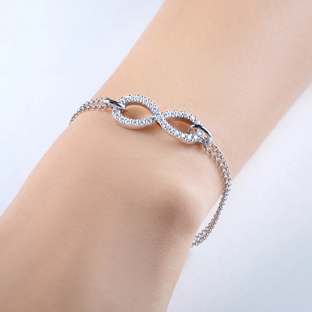 Moissanite Bow Bracelet - 925 Sterling Silver Adjustable