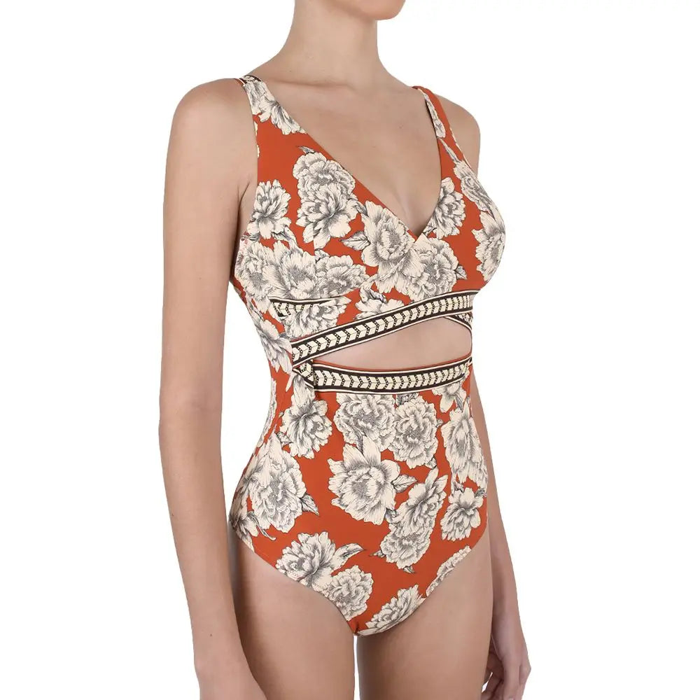Peony Print Swimsuit - Floral Beachwear