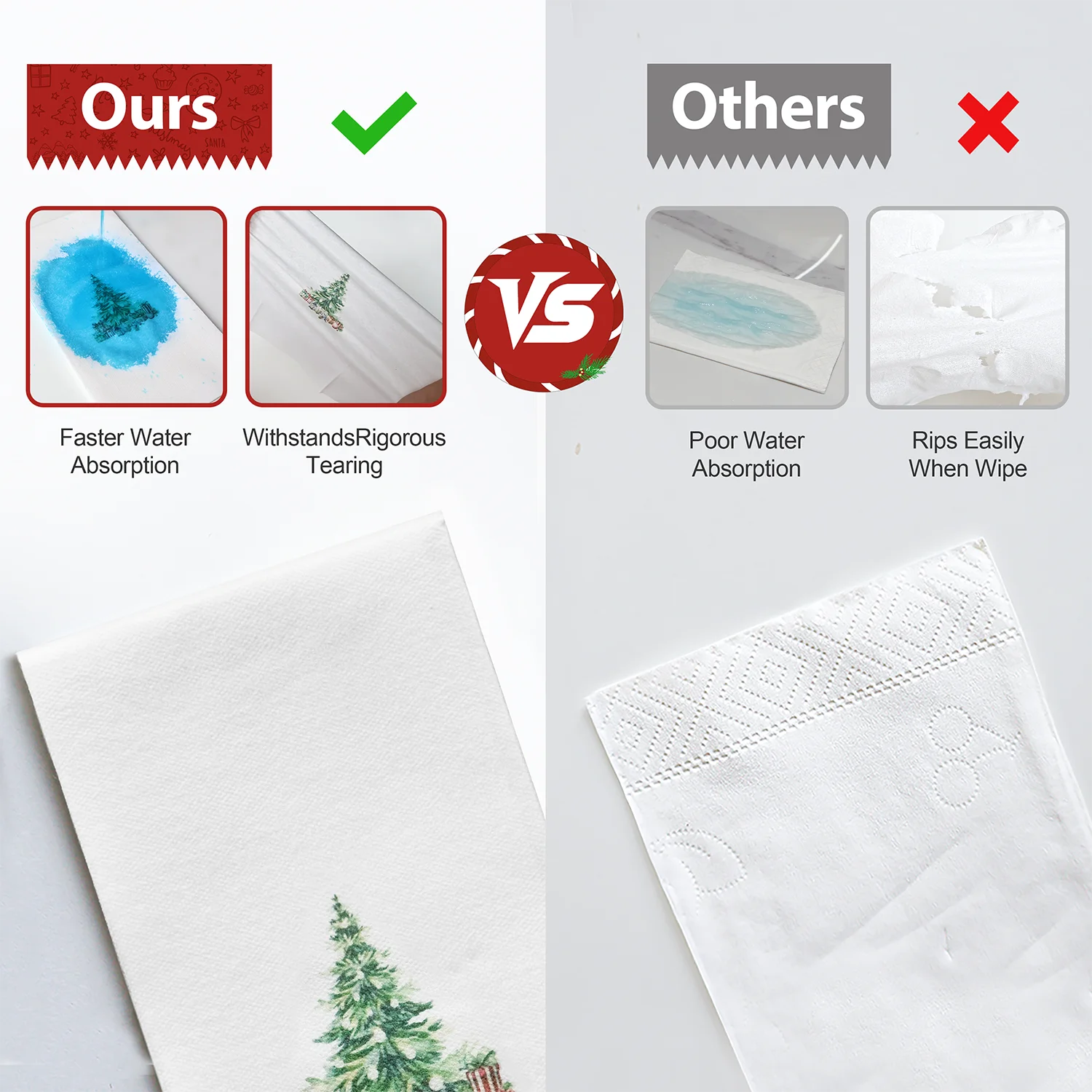 Linen-Feel Christmas Tree Disposable Napkins