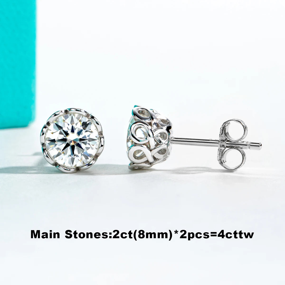 D-Color VVS1 Moissanite Stud Earrings - 925 Sterling Silver