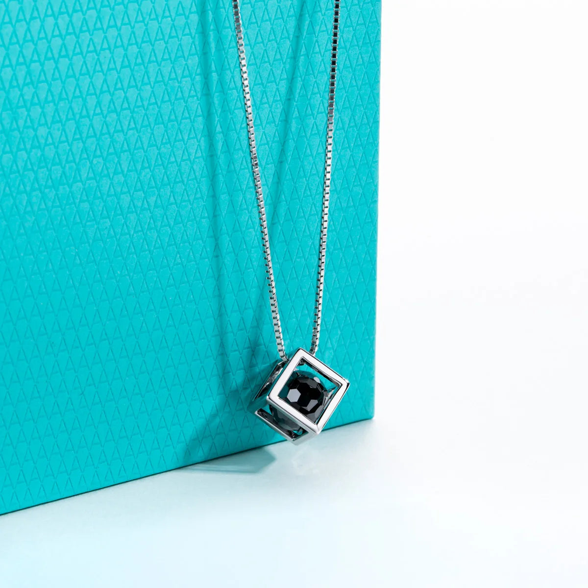 4ct Black Moissanite Pendant Necklace - 925 Sterling Silver Round Cut