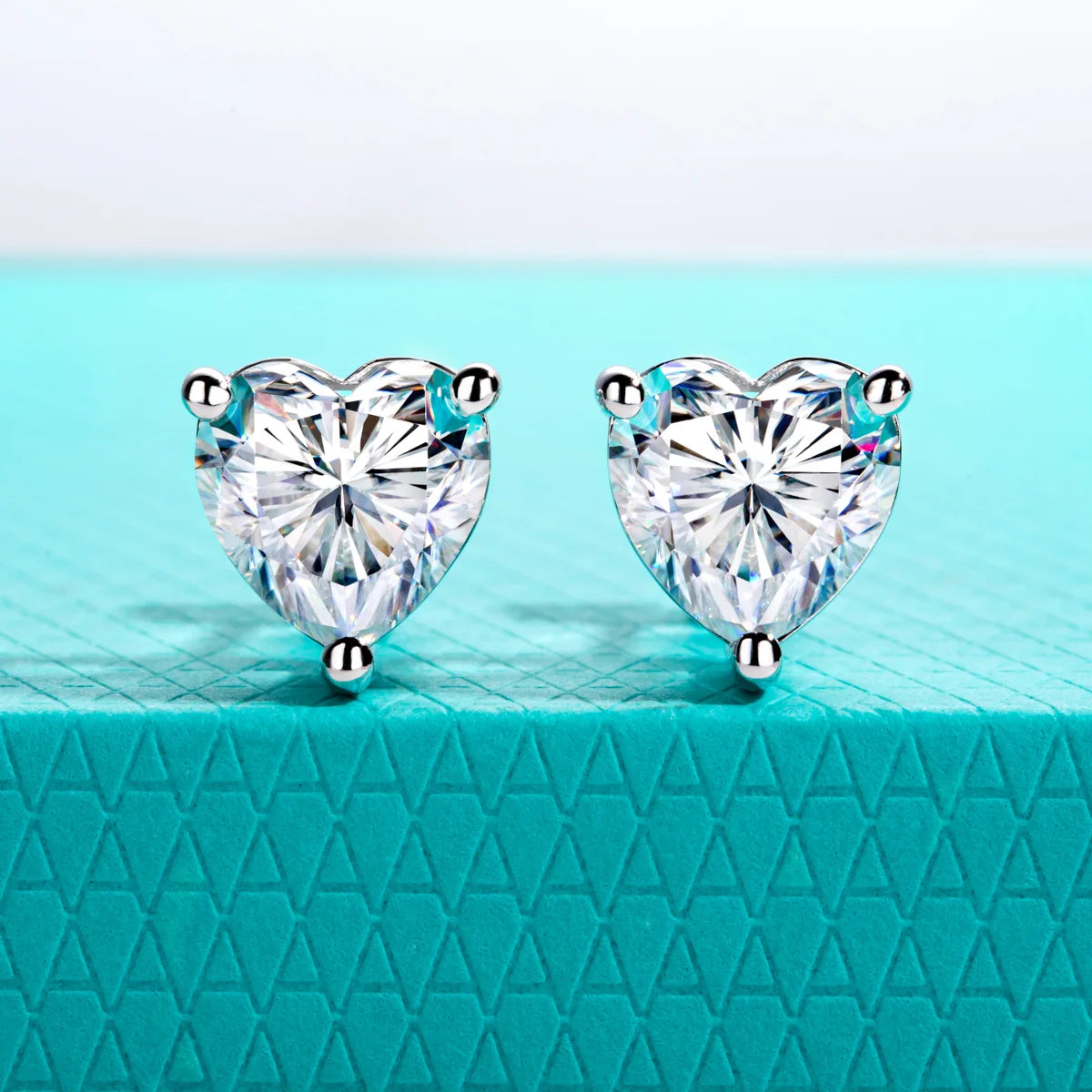 Heart Moissanite Stud Earrings - 925 Sterling Silver