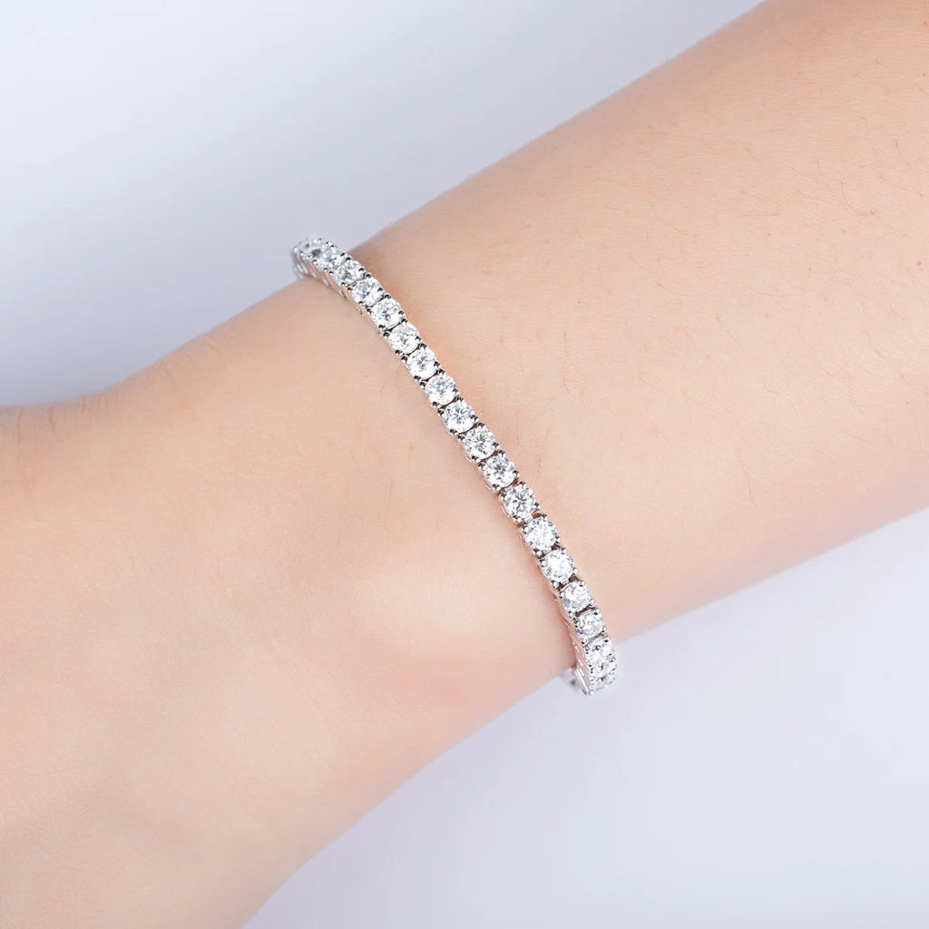 3mm Moissanite Tennis Bracelet - 925 Sterling Silver Adjustable