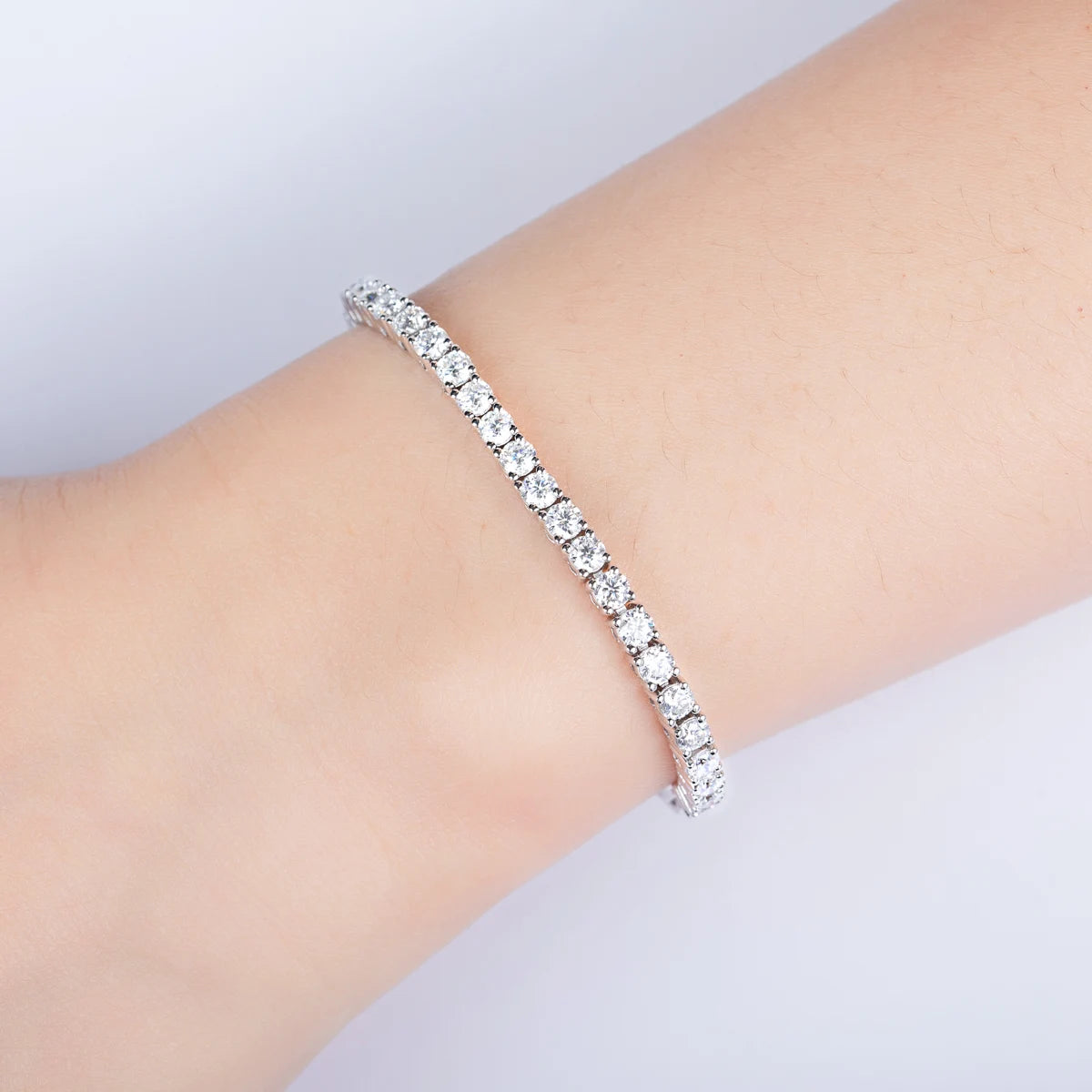 3mm Moissanite Tennis Bracelet - 925 Sterling Silver Adjustable