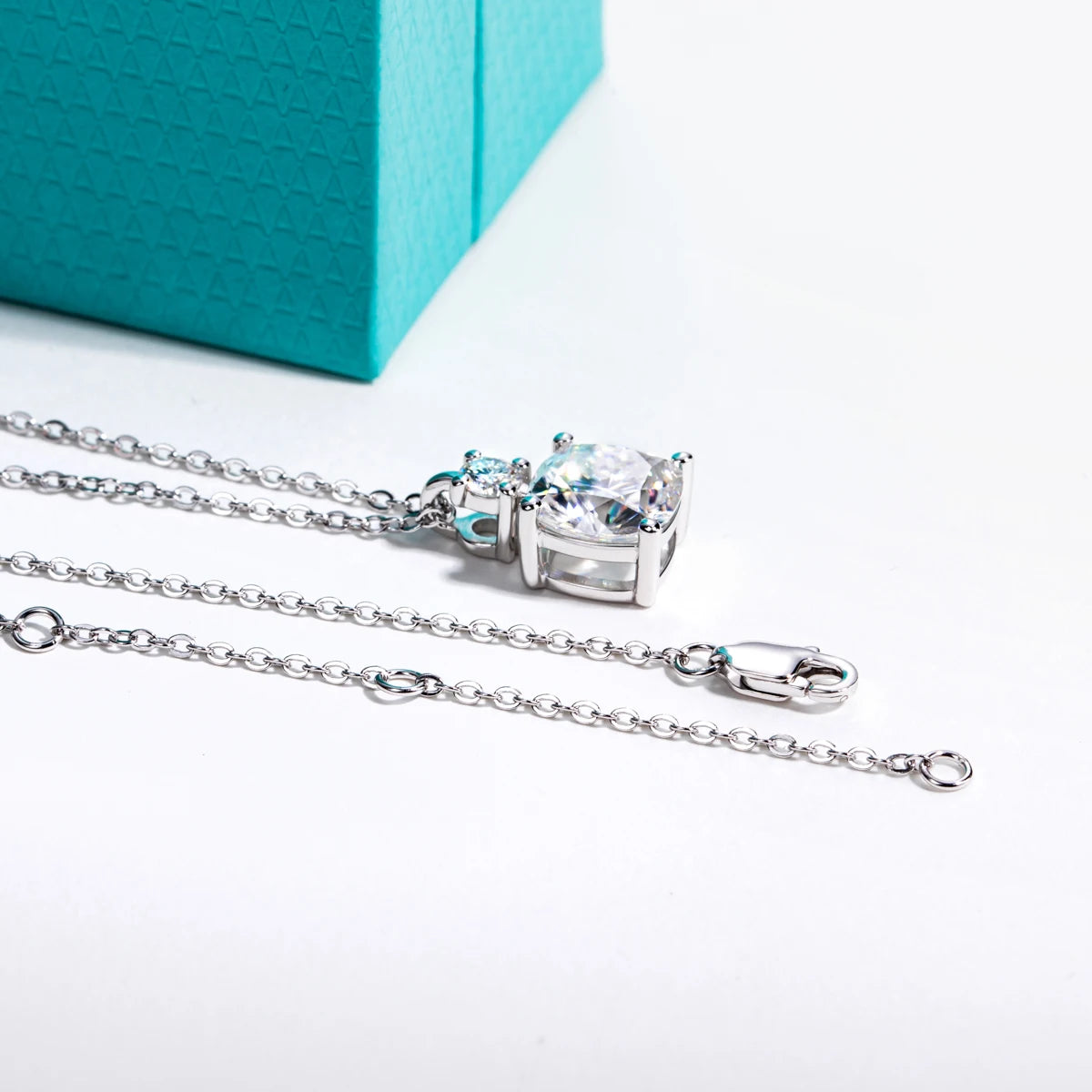 Cushion Cut Moissanite Pendant Necklace - 925 Sterling Silver D Color