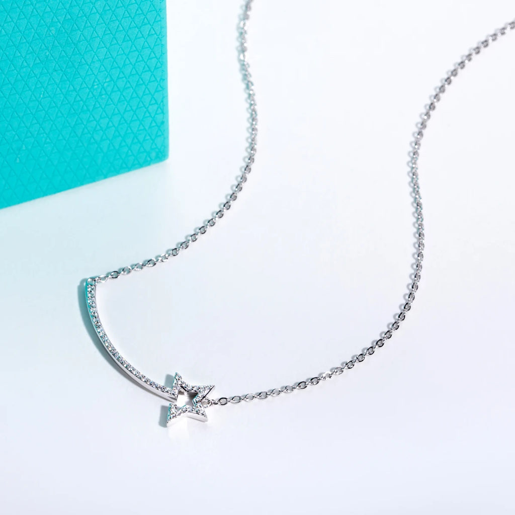 Moissanite Smile Pendant Necklace - 18K Gold Plated 925 Sterling Silver D Color