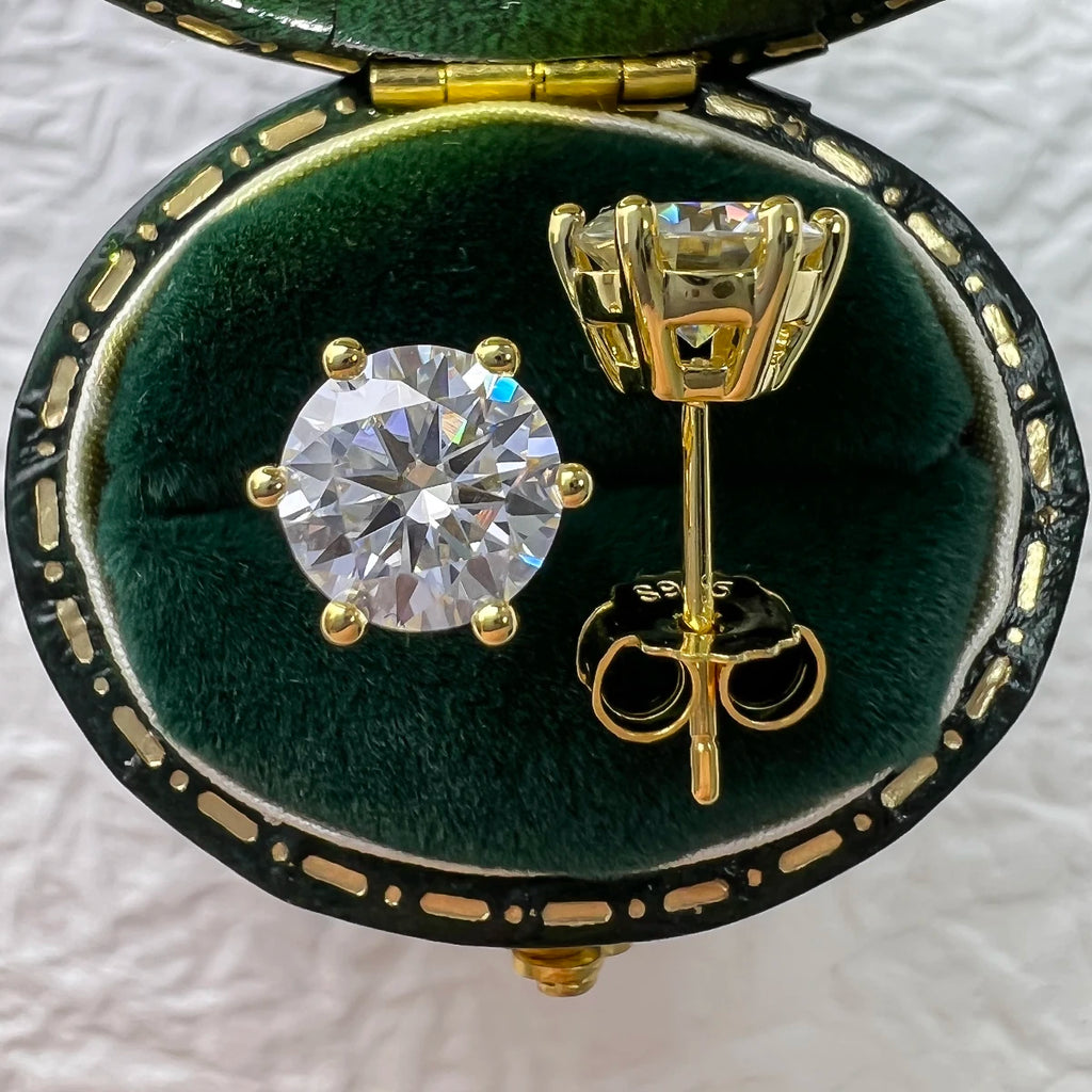 Cushion Cut Moissanite Stud Earrings - 925 Sterling Silver