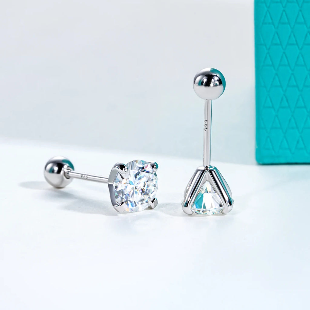 1ct D-Color Moissanite Stud Earrings - 925 Silver 18K Gold Plated