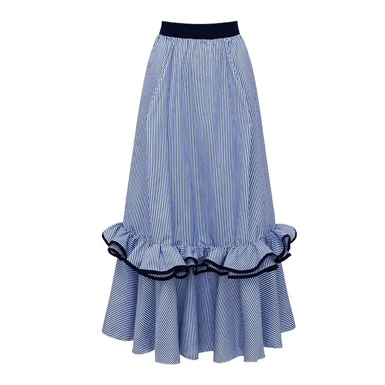 One Shoulder Ruffle Swimsuit - Stripe Print Beachwear