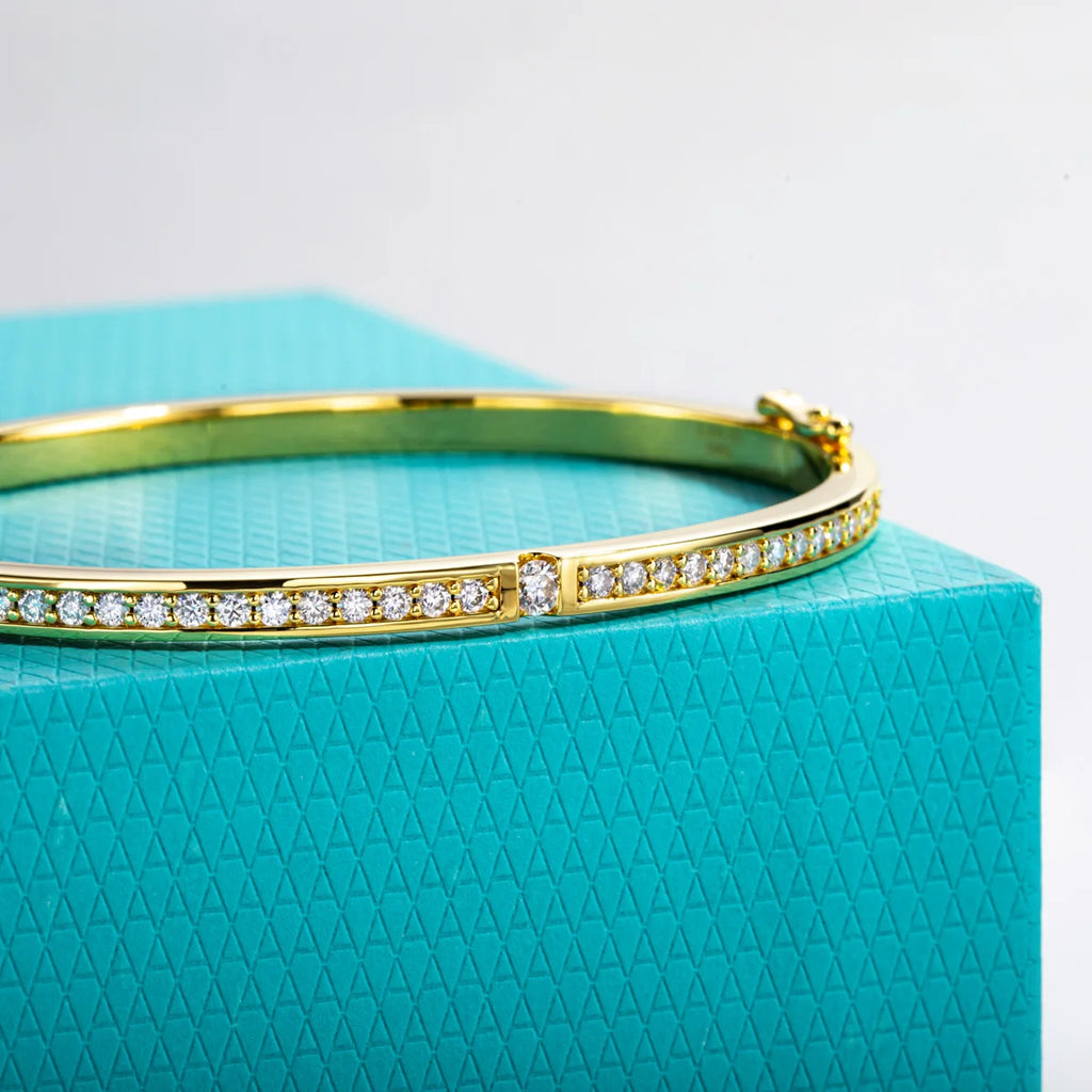 3mm Moissanite Bangle Bracelet - 925 Sterling Silver