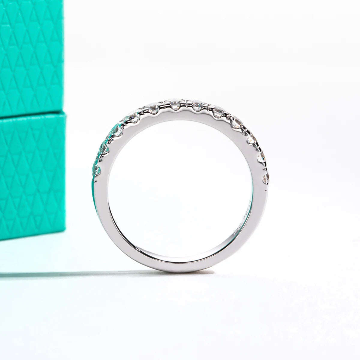 2.5mm Moissanite Half Eternity Band 0.72cttw - Sterling Silver Ring