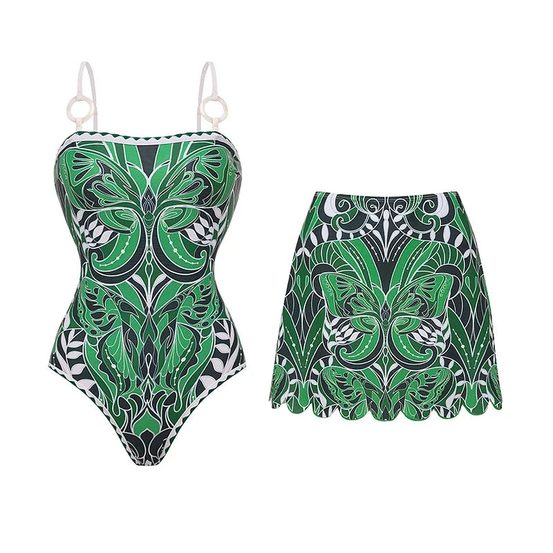 Butterfly Print Swimsuit - Vintage Beachwear