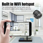 Small camera with WiFi hotspot feature displayed on a smartphone screen, with a blurred indoor background.