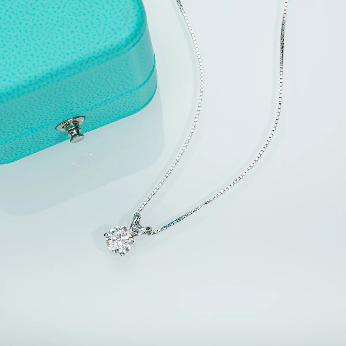 1ct Round Cut Moissanite Pendant Necklace - 18K Gold Plated D Color