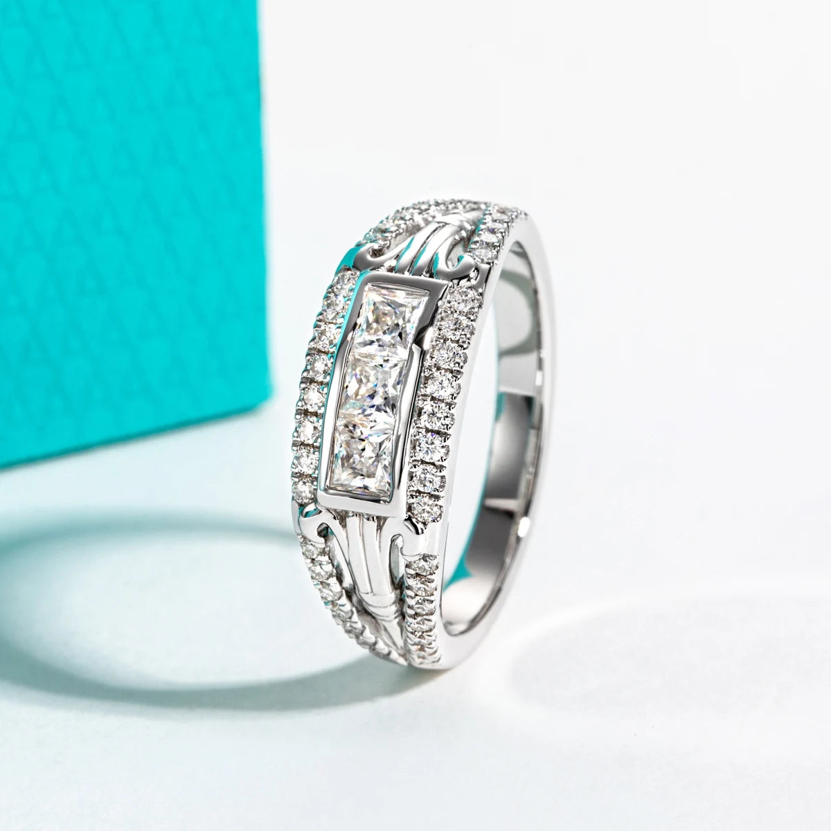 3mm Princess Cut D-Color Moissanite Promise Ring - 925 Sterling Silver