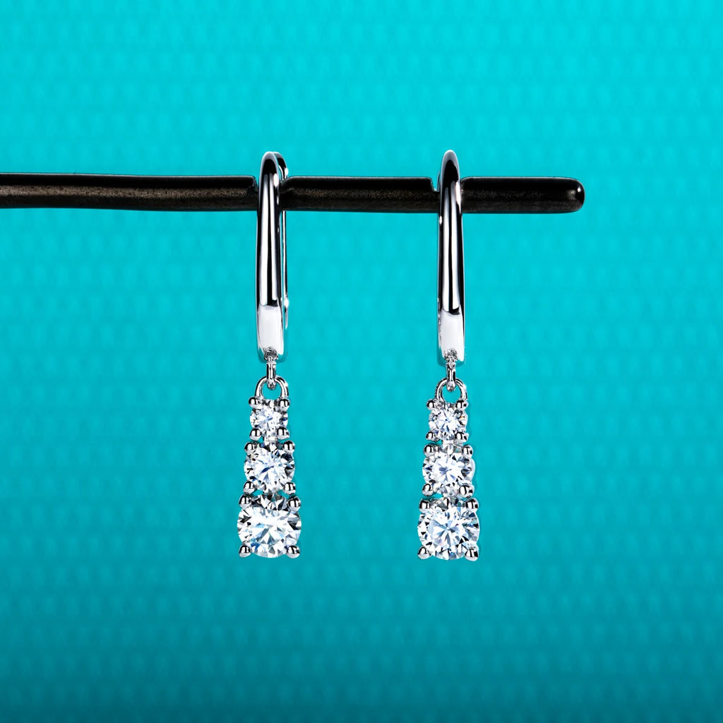1.8ct D-Color Moissanite Dangle Drop Earrings - 925 Sterling Silver