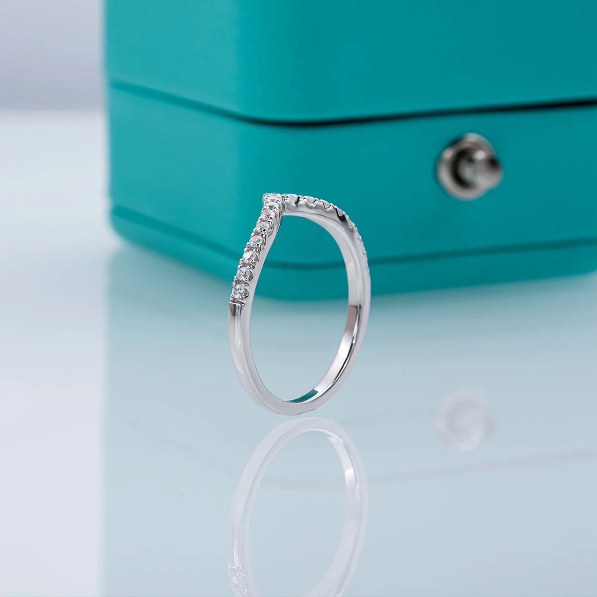 V-Row Moissanite Engagement Ring