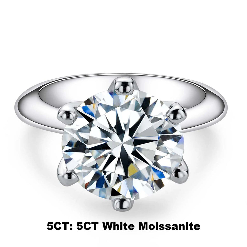 D-Color Moissanite Solitaire Engagement Ring - 925 Sterling Silver