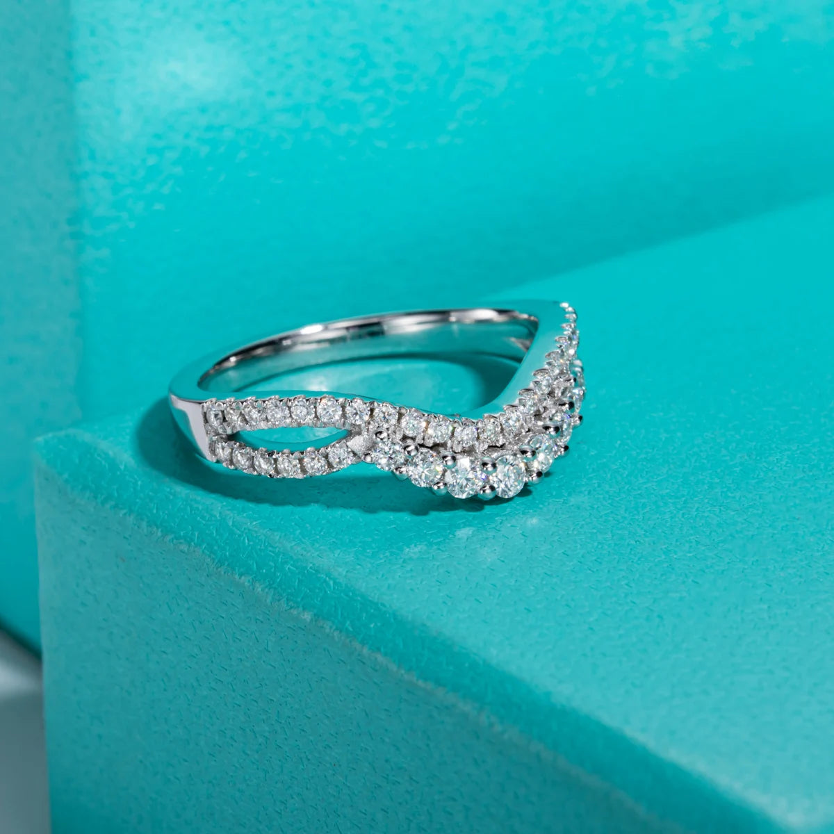 2.5mm D Color Moissanite Eternity Band - Sterling Silver Wedding Ring