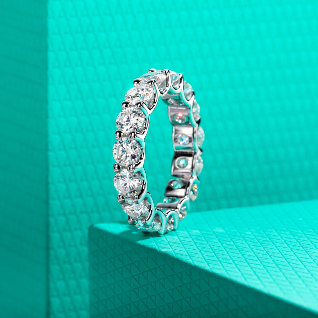 4.5mm D Color Moissanite Eternity Band - Sterling Silver