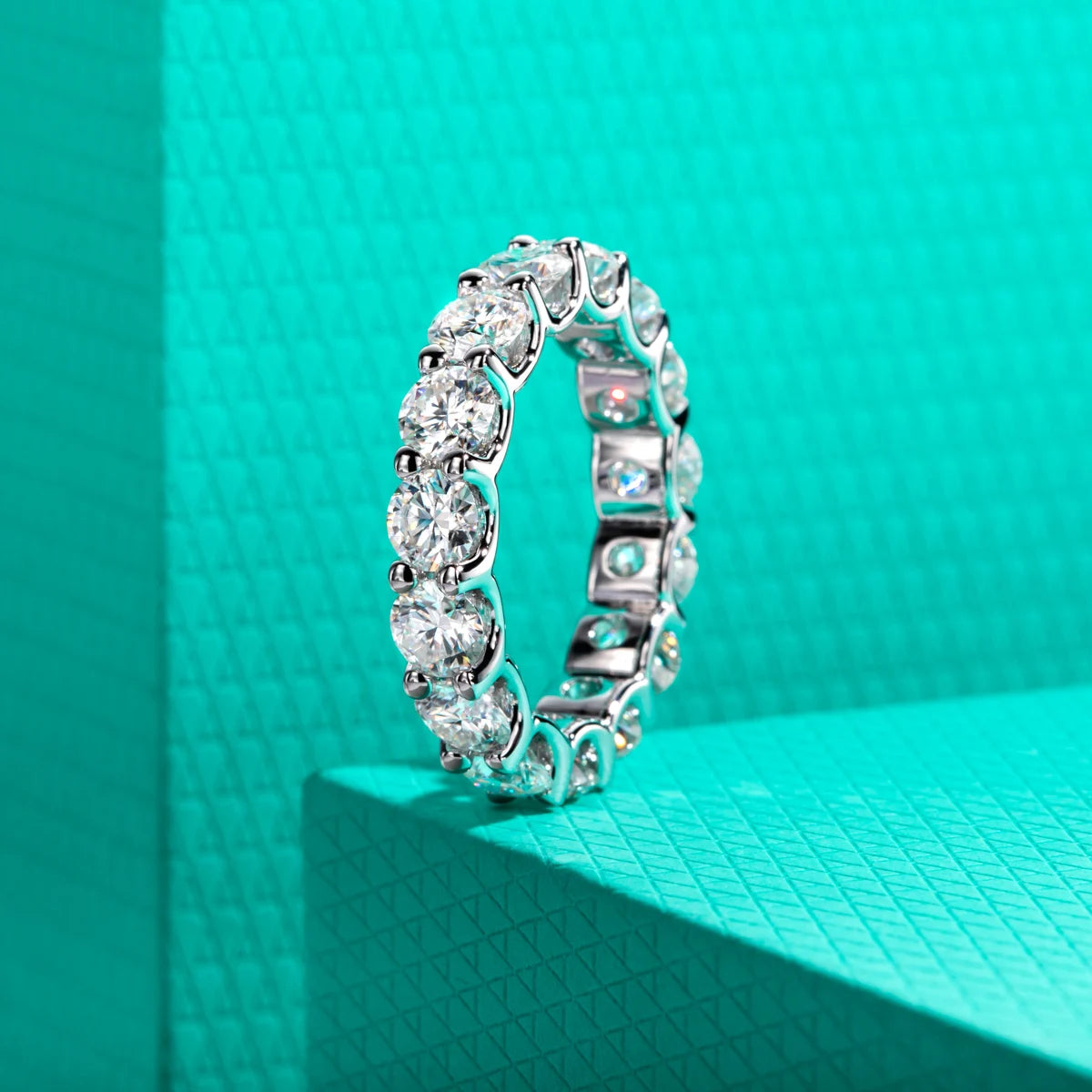 4.5mm D Color Moissanite Eternity Band - Sterling Silver