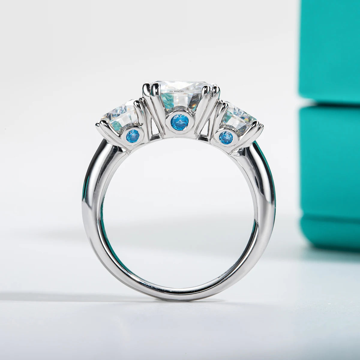 5ct Three Stone D-Color Moissanite Engagement Ring - 925 Sterling Silver