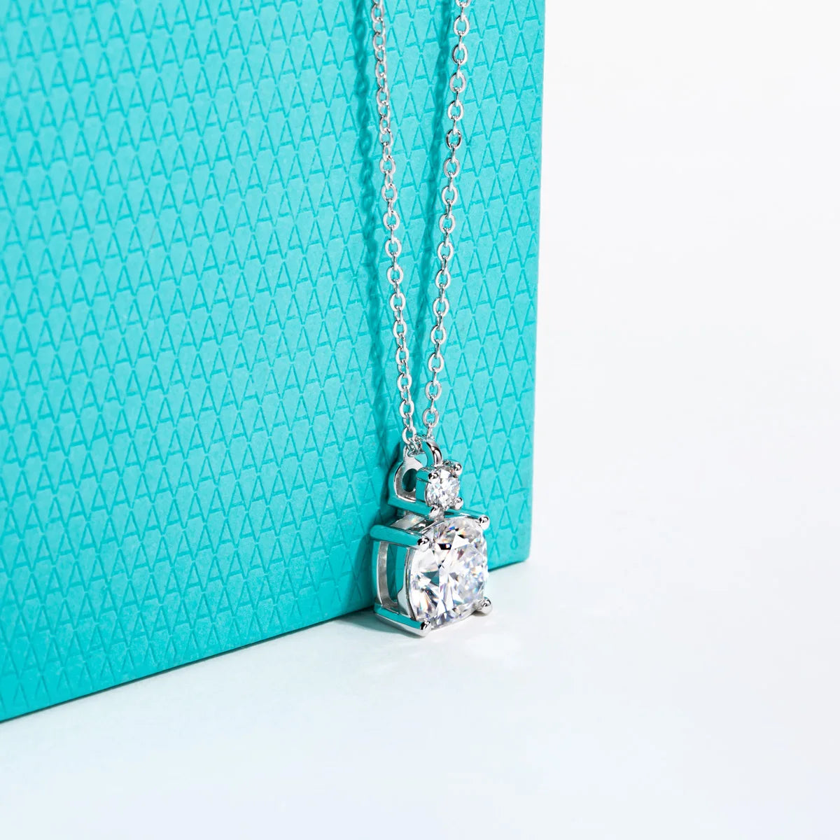 Cushion Cut Moissanite Pendant Necklace - 925 Sterling Silver D Color