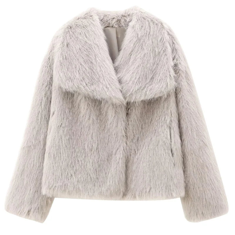 Gray fluffy jacket on a white background