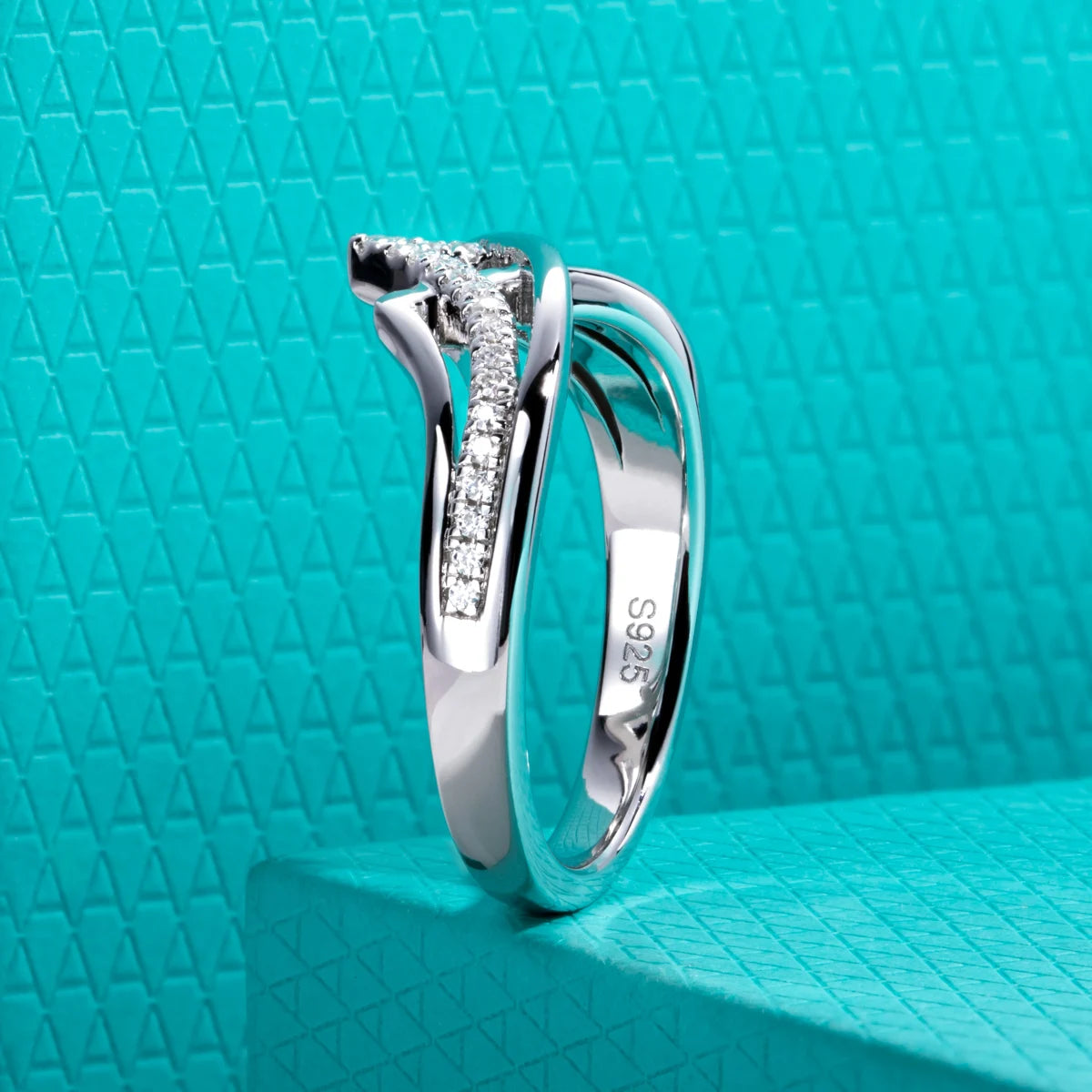 D Color Moissanite V-Shape Crown Wedding Band - 925 Sterling Silver