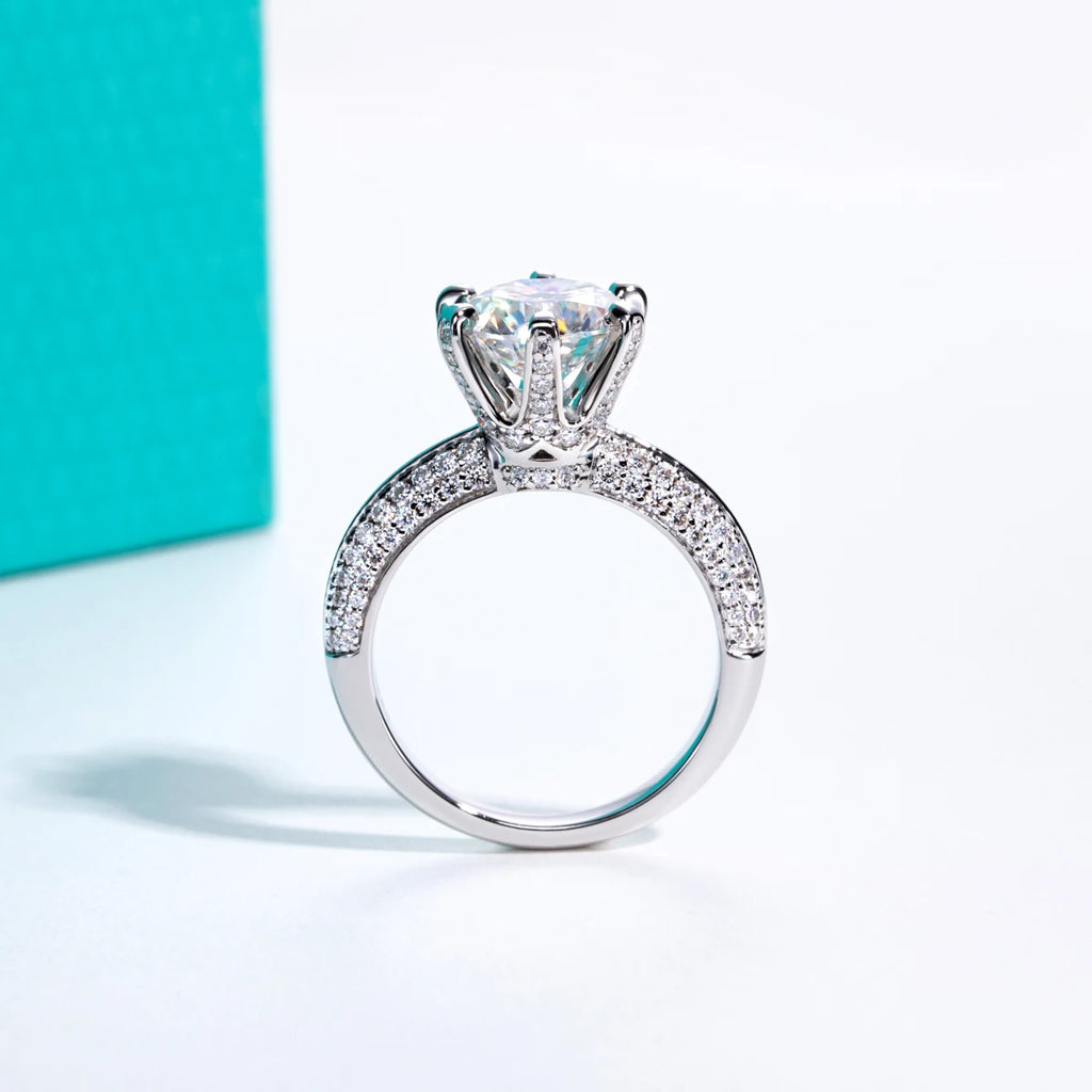 3ct Round Cut D-Color Moissanite Engagement Ring - 925 Sterling Silver