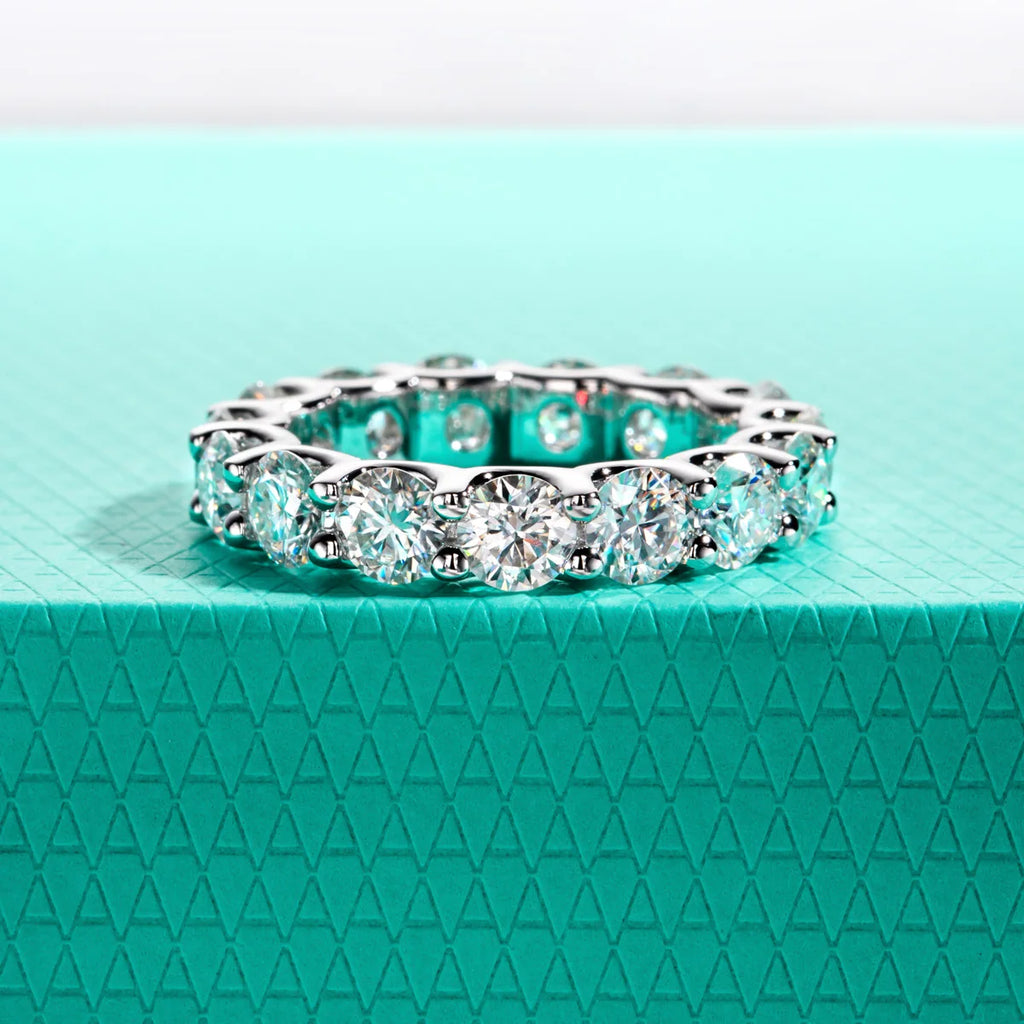 4.5mm D Color Moissanite Eternity Band - Sterling Silver