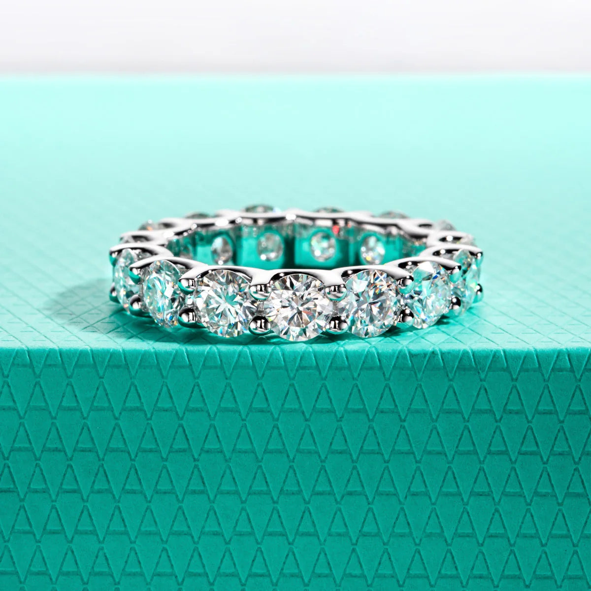 4.5mm D Color Moissanite Eternity Band - Sterling Silver