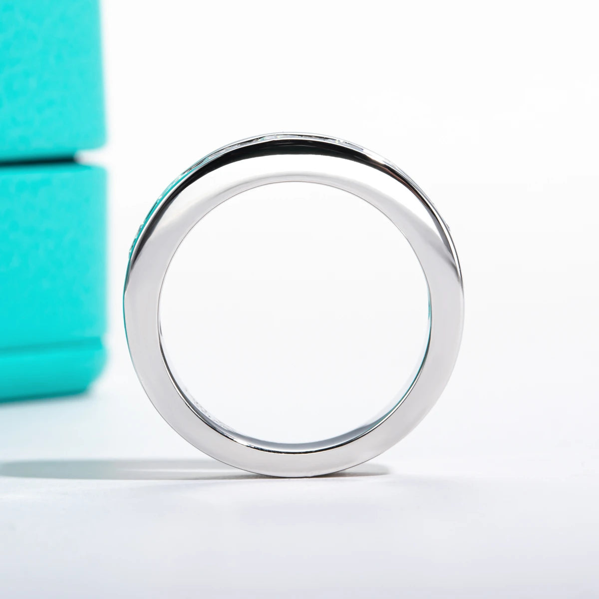 4mm Moissanite Band Ring - Sterling Silver Everyday Wedding Ring