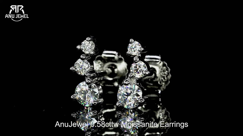 D-Color Moissanite Smile Stud Earrings - Gold Plated Sterling Silver