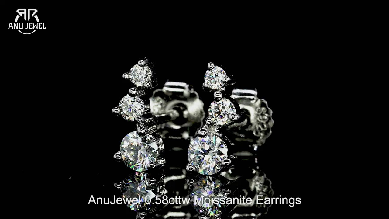 D-Color Moissanite Smile Stud Earrings - Gold Plated Sterling Silver