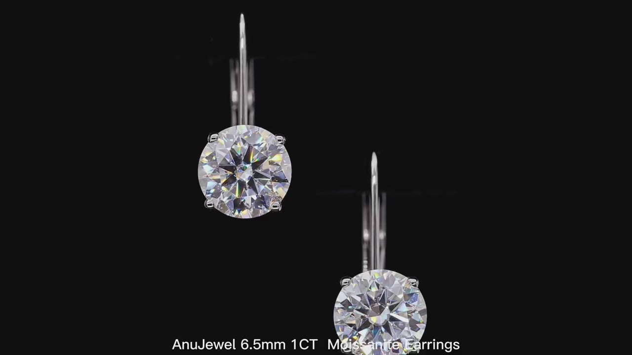 1ct D-Color Moissanite Bow Cuff Dangle Earrings - 925 Sterling Silver