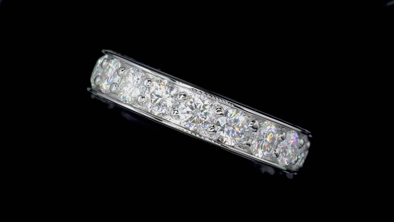 3.5mm D Color Moissanite Eternity Band - Gold Plated Sterling Silver Ring