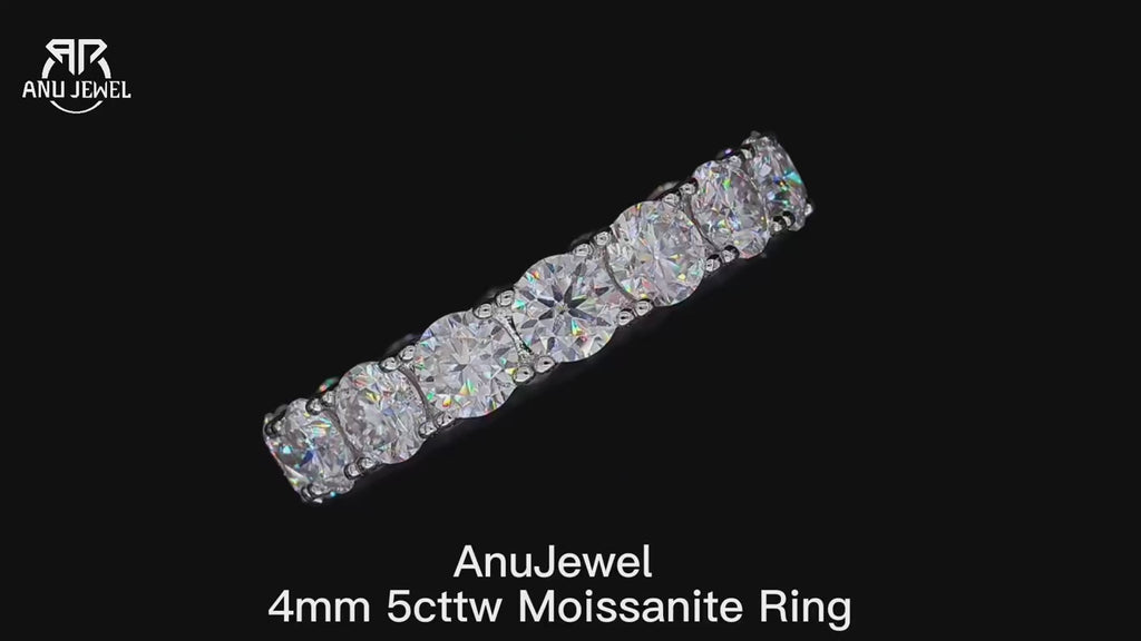 4mm Moissanite Eternity Band 5cttw - Sterling Silver Wedding Ring