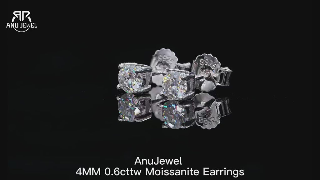 4mm Moissanite Stud Earrings - 925 Sterling Silver
