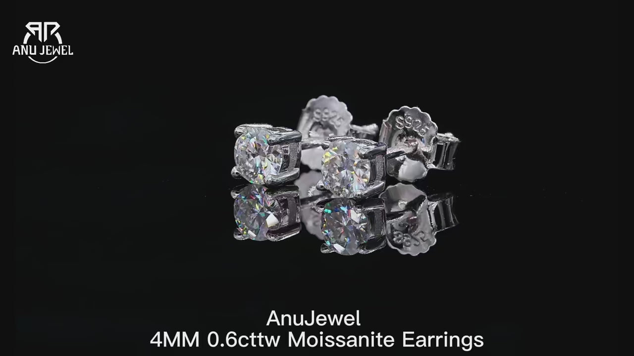 4mm Moissanite Stud Earrings - 925 Sterling Silver