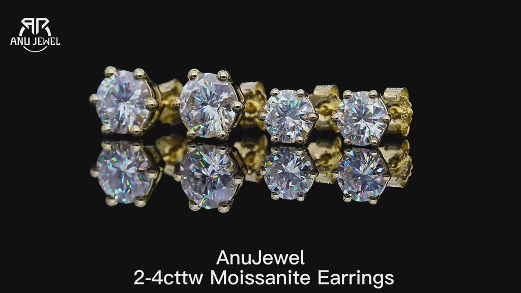 Cushion Cut Moissanite Stud Earrings - 925 Sterling Silver