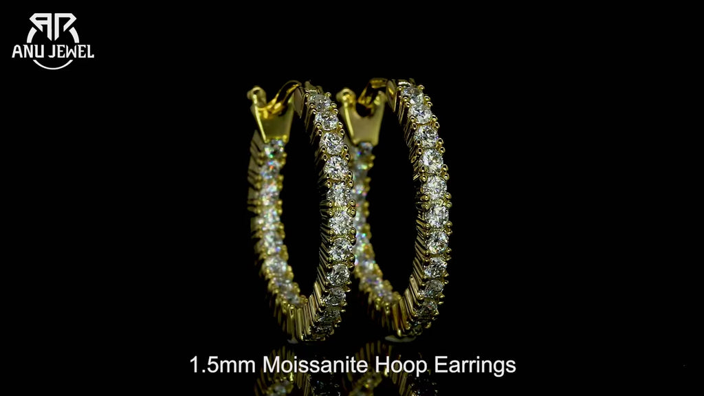 0.66ct D-Color Moissanite Huggie Hoop Earrings - Yellow Gold Plated